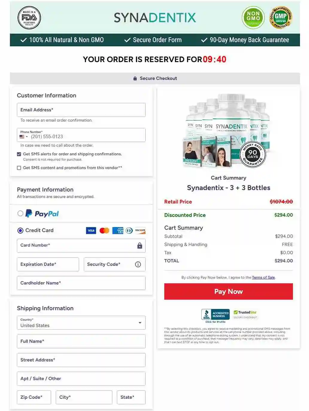 Synadentix Checkout Page